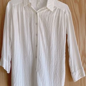 Anthropologie soft white button down shirt